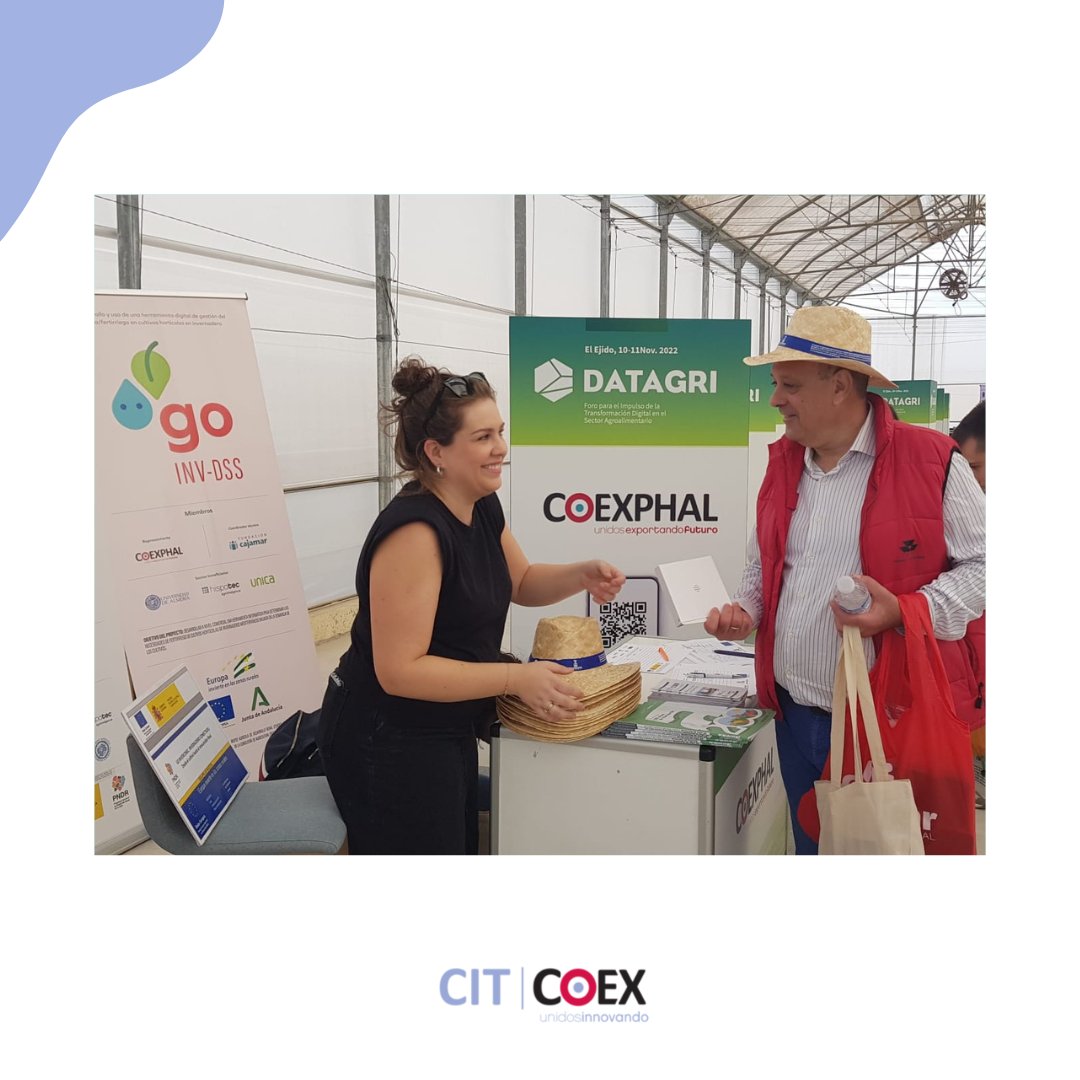 Nuestro Centro Tecnológico, #CITCOEX, presente en V
<a href="/ForoDatAgri/">📲 DATAGRI</a> ‼ 
Visítanos en nuestro #stand y conoce los proyectos de I+D en los que participamos. Además, nuestro equipo puede asesorarte en materia de innovación e #investigación. ⚛