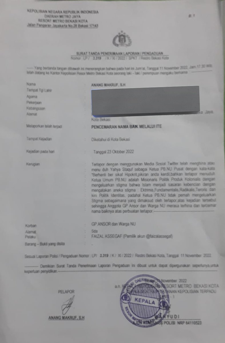 amrudinnejad_'s tweet photo. LBH Ansor Kota Bekasi melaporkan @faizalassegaf https://t.co/EZHjZAQwjC