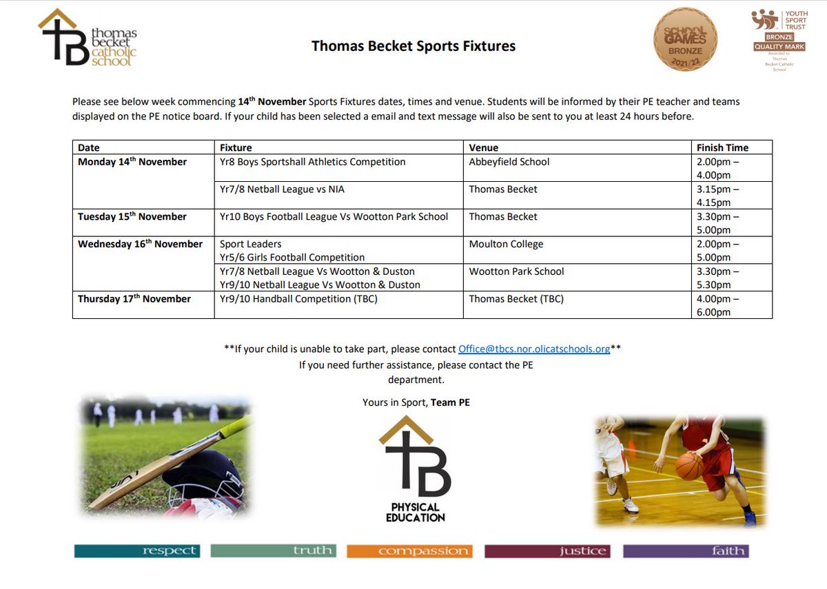 Thomas Becket PE & Sport tweet media