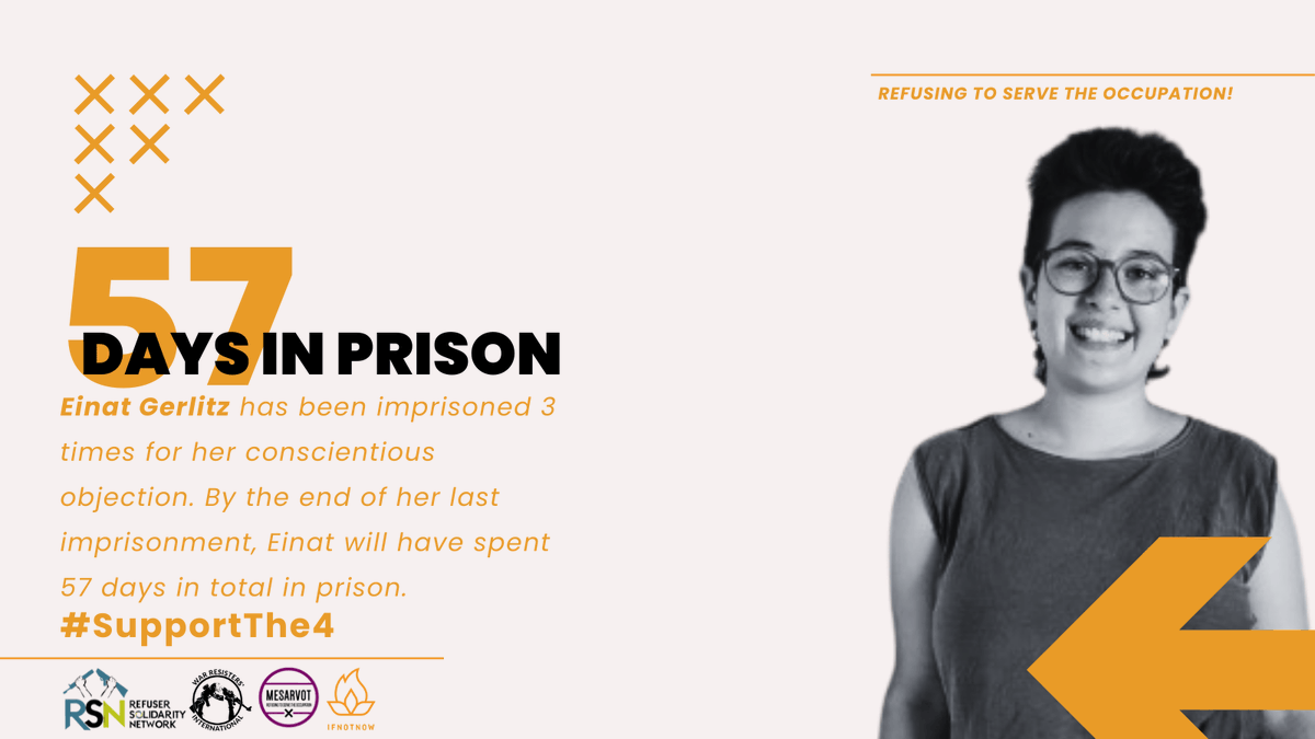 warresistersint's tweet photo. Conscientious objectors Shahar, Einat, Evyatar and Nave from #Israel continue to be sentenced again and again for their refusal to serve in the military.
#Supportthe4 refusers and help them spread their word. Read their joint statement here: https://t.co/TDxUZg8mlR https://t.co/Kap18hnCEU