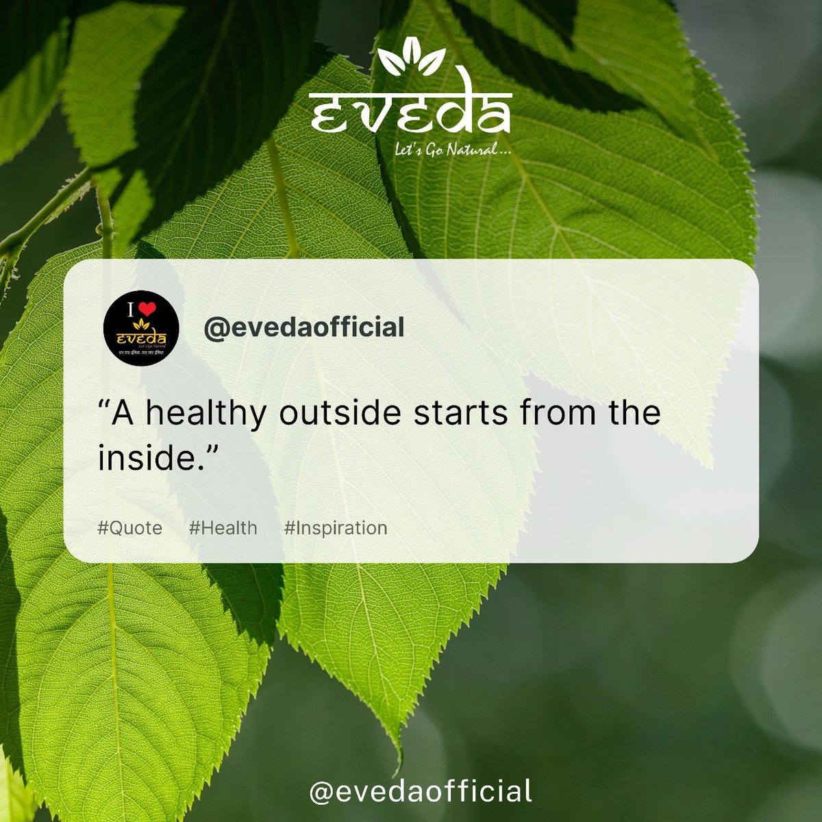 EvedaOfficial's tweet photo. A healthy outside starts from inside

You've probably heard that a million times. But what does it actually mean? It means that if you want to look good, feel good, and be happy, you have to start from the inside out. 

#evedahealthcare #health #healthytips  #spiritual https://t.co/m6wZaxf0Gi