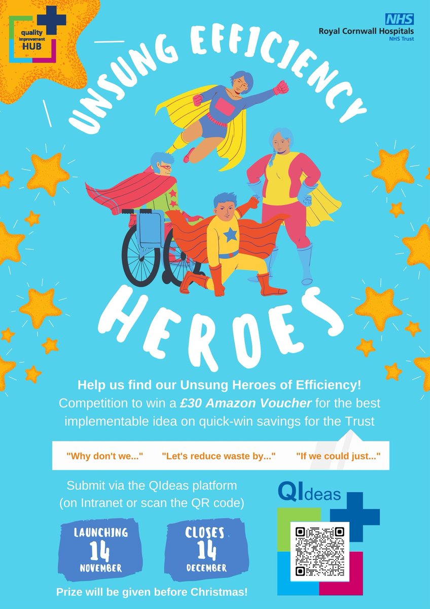 RCHTQIHub's tweet photo. @RCHTWeCare #UnsungEfficiencyHeroes? Do you think..."Why don't we...?", "Let's reduce waste by..." or "If we could just..."? #CompetitionTime #EnterNow #UnsungEfficiencyHeroes #QIdeas https://t.co/jyvllF1jf2