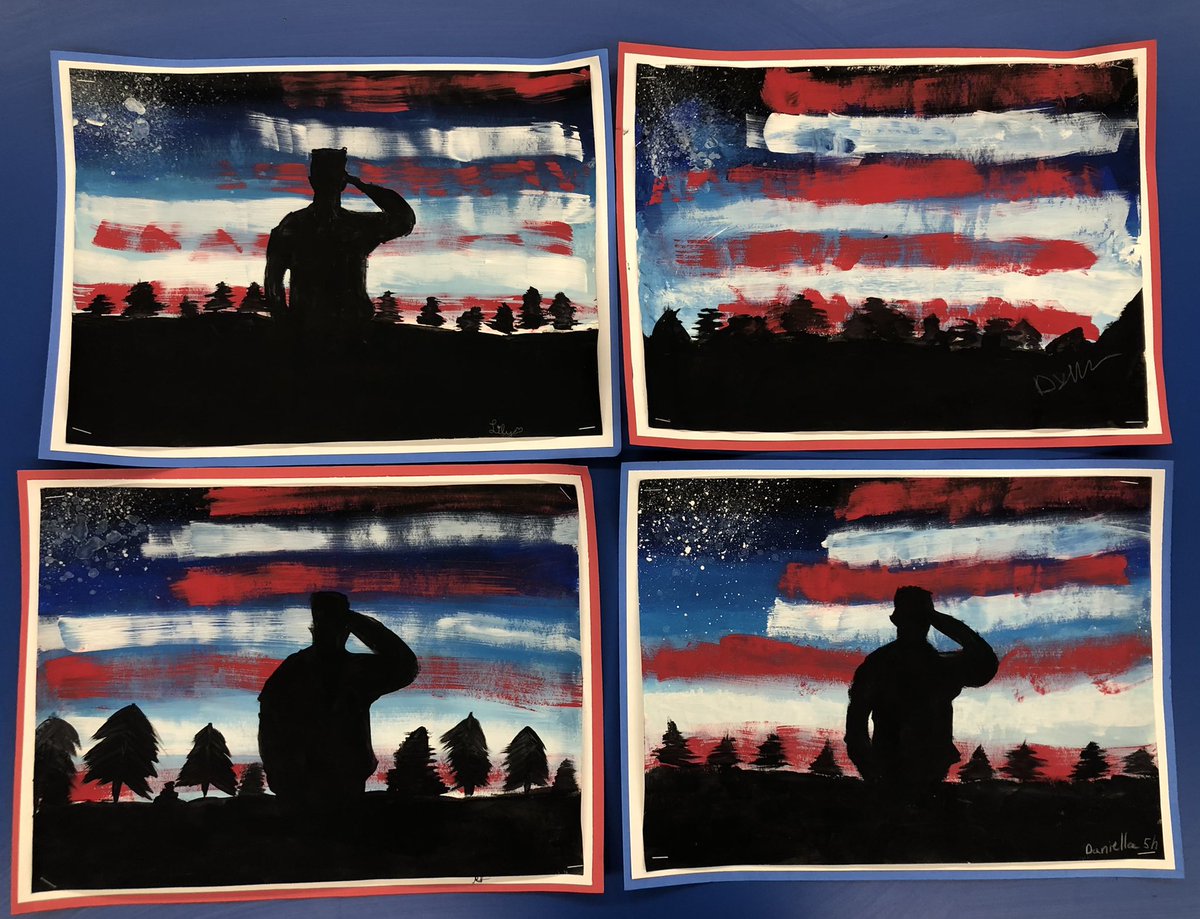 ChelseaPires23's tweet photo. On this Veterans Day we say Thank You to all who have served our Country. Here’s a sampling of how our students showed their appreciation through art. 🇺🇸❤️🤍💙 https://t.co/oARhqLC0KM
