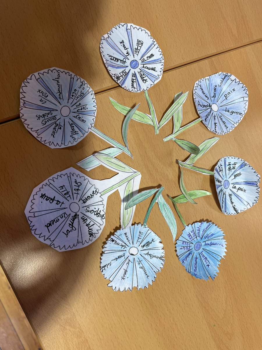 MrsHewsonMFL's tweet photo. Regardez nos bleuets! Bravo Y5/6 @St_GeorgesCPS 🇫🇷 on se souvient 🕊️ Merci comme toujours à @Nattalingo pour l’inspiration https://t.co/s5FqUcwrr1