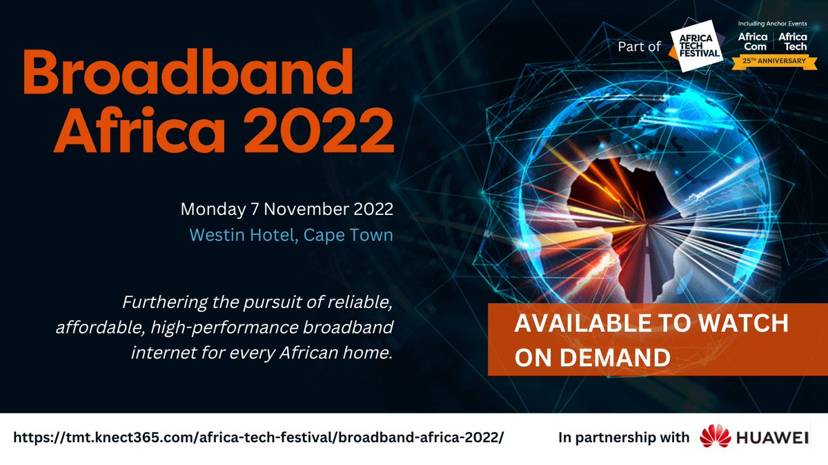 InfoComResearch's tweet image. #BroadbandAfricaForum has wrapped up, but you can still catch the sessions on demand! Head to the platform: spr.ly/6049MtDH5

More FINALE SESSIONS coming up at #africatechfestival
#africatech2022 #cticc #capetown 
…rmatechevents.virtual.informatech.com/event/africa-t…