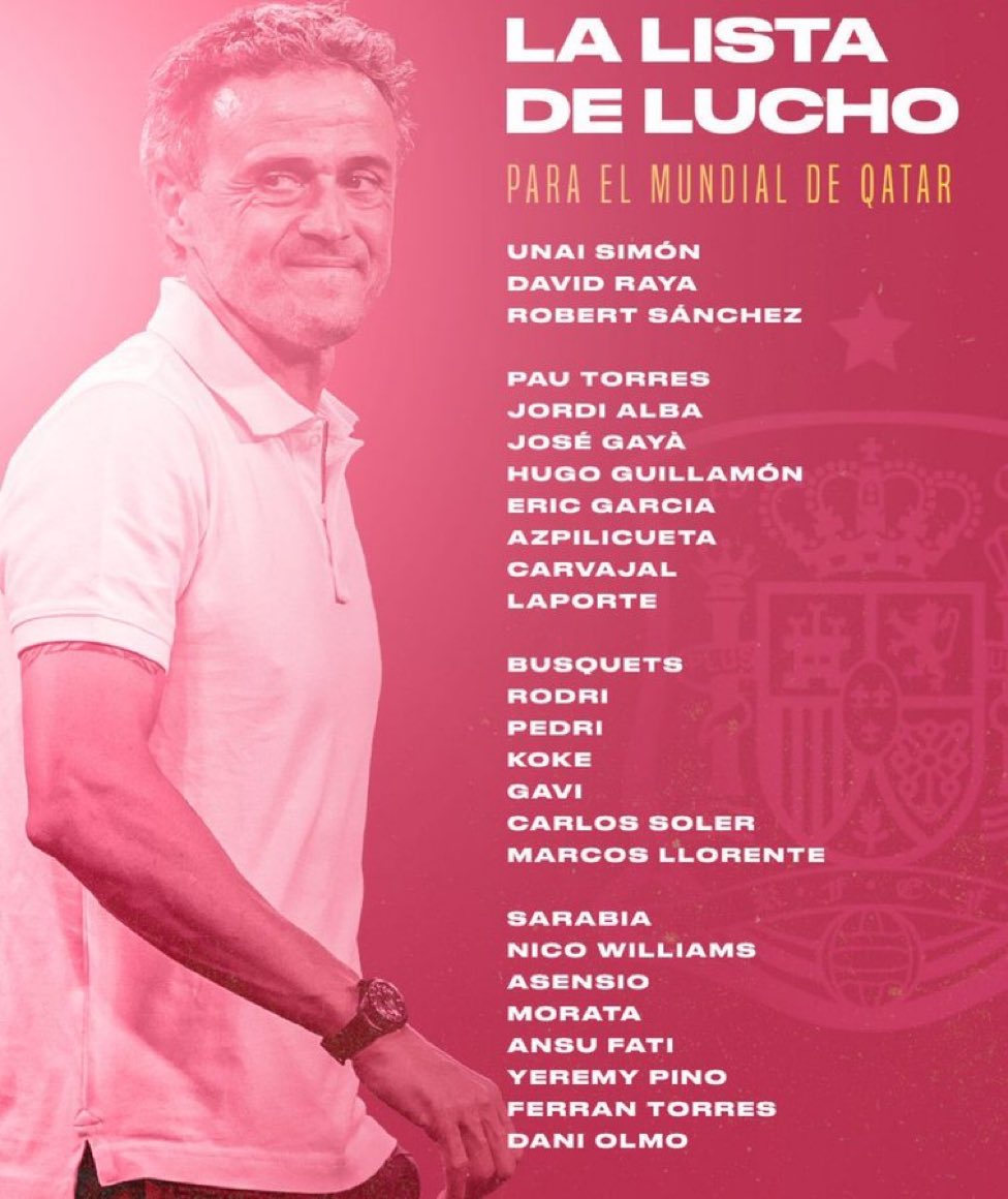 FancyDiMaria_'s tweet image. Spain’s final squad for #2022WC 

#SportsCenter #SilverTV