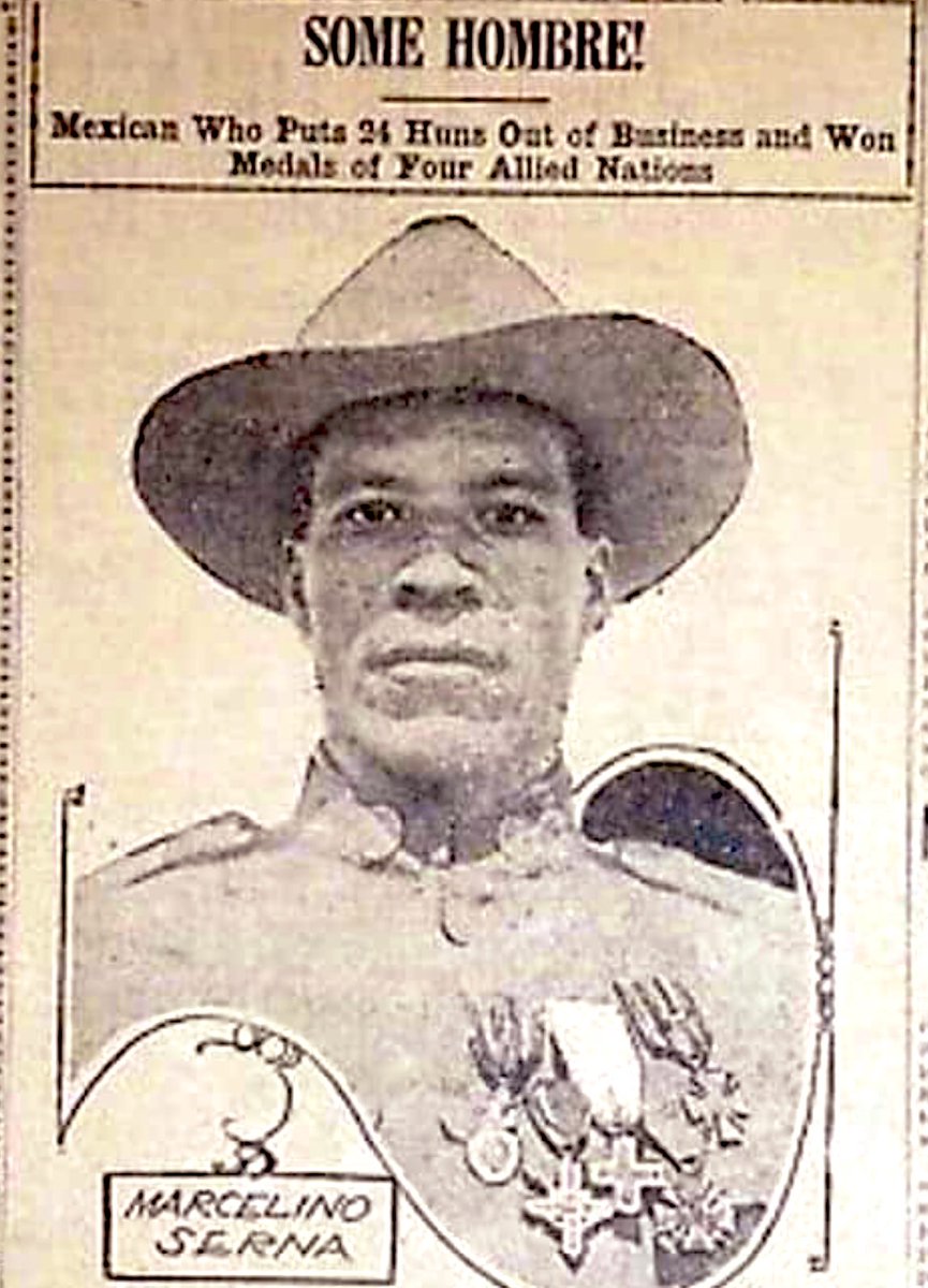 fdelatg's tweet photo. Marcelino Serna (1896–1992) migrante mexicano y soldado más condecorado de Texas en Primera Guerra Mundial. Primer Hispano en recibir Cruz por Servicios Distinguidos. En 1924 se naturalizó ciudadano 🇺🇸 Legislatura de Texas otorgó póstumamente Medalla de Honor en 2021 #VeteransDay https://t.co/f63jF7XLnQ