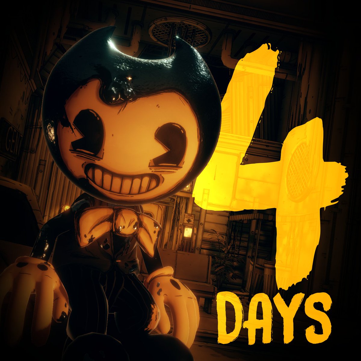 Bendy's tweet photo. The Dark Revival starts in 4 days.

#BENDY #BATDR https://t.co/vl46y9oHAM