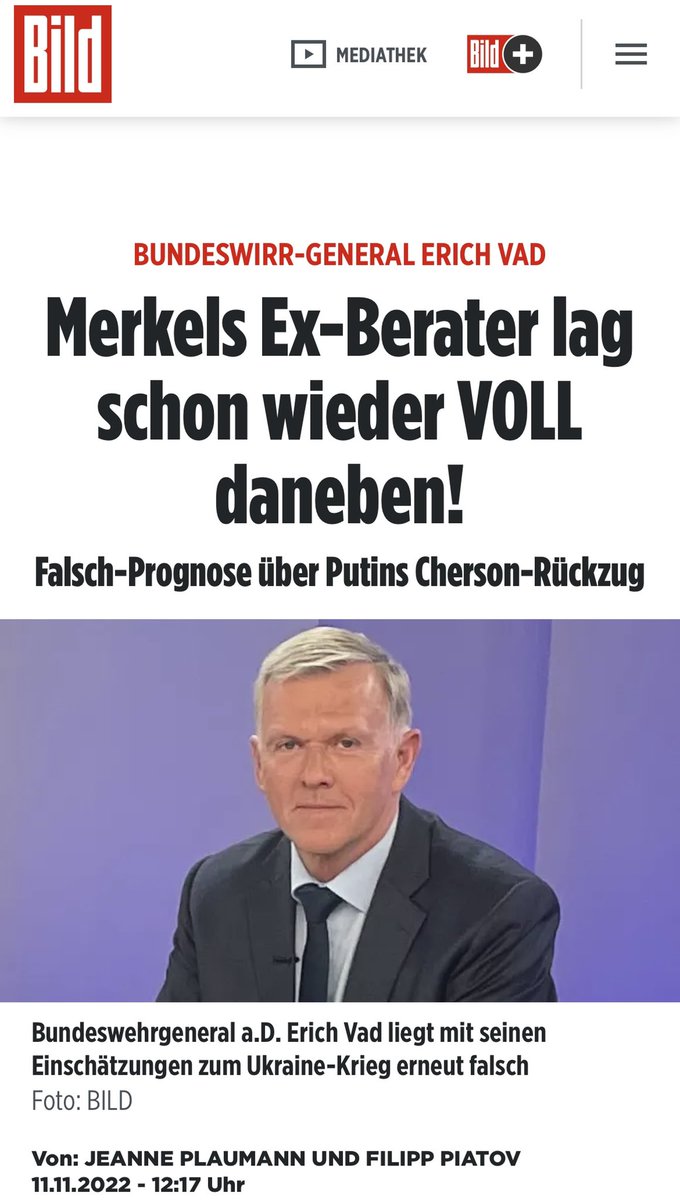 BundesWIRR-Zero-Sterne-General #ErichVad 🤦‍♂️
Bravo @bild! Ich habe immer gesagt, dass er ein bloody loser ist. So ein Trottel, meine Fresse 😂 Schade, dass dieser Merkel-Berater-Schwurbler immer noch diese große Bühne in Deutschland kriegt  <a href="/fpiatov/">Filipp Piatov</a> 👏🏻 m.bild.de/politik/auslan…