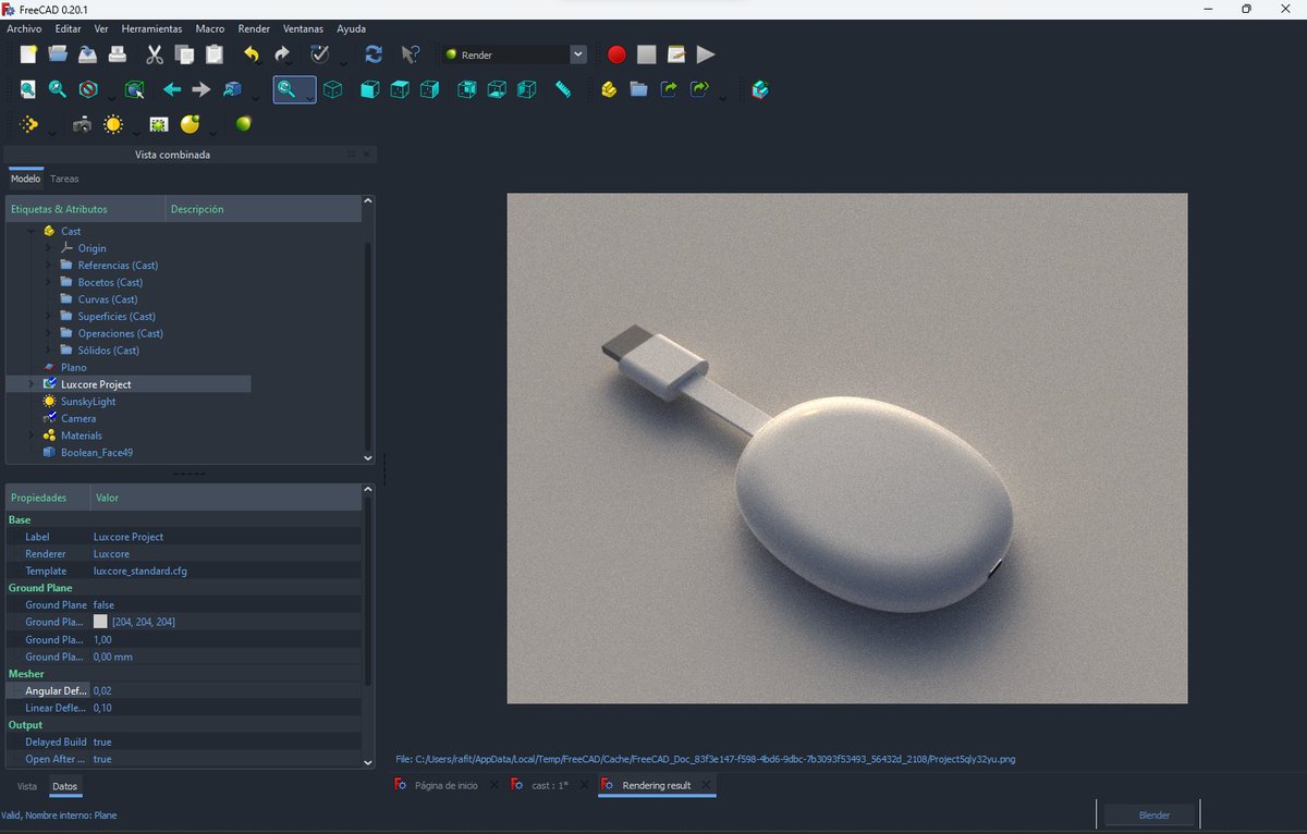 Rafagr3d's tweet photo. Primera prueba de render con #FreeCad y #Luxrender https://t.co/NOyl4Zvpn5