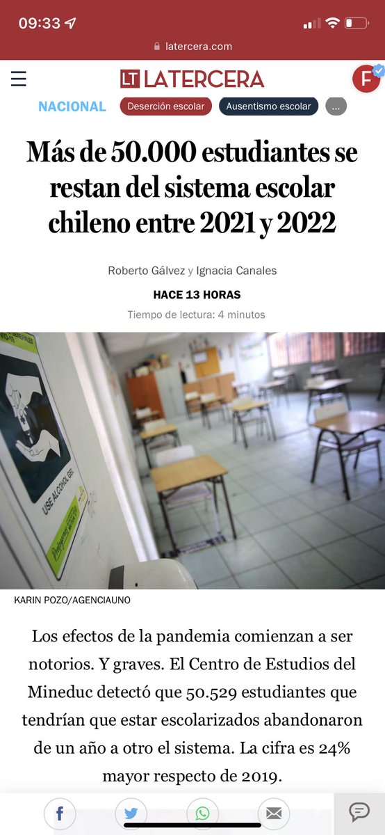 Estas deben ser las prioridades del @Mineduc  más de 50.000 estudiantes se restan del sistema escolar entre el 2021 y 2022 #crisiseducacional latercera.com/nacional/notic…