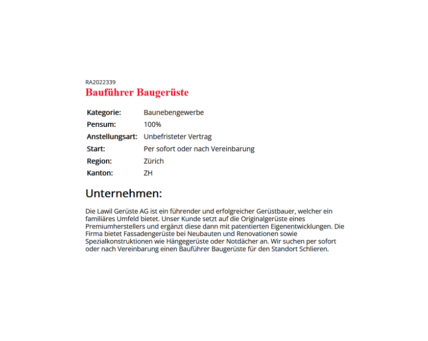 HumanTopClass's tweet photo. Die Lawil Gerüste AG ist ein führender und erfolgreicher Gerüstbauer, welcher ein familiäres Umfeld bietet. Unser Kunde setzt auf die Originalgerüste eines Premiumherstellers und ergänzt diese dann mit patentierten Eigenentwicklungen. 

https://t.co/zSNZhs9eJY 

#mandat #baukader https://t.co/fbVfle96ux