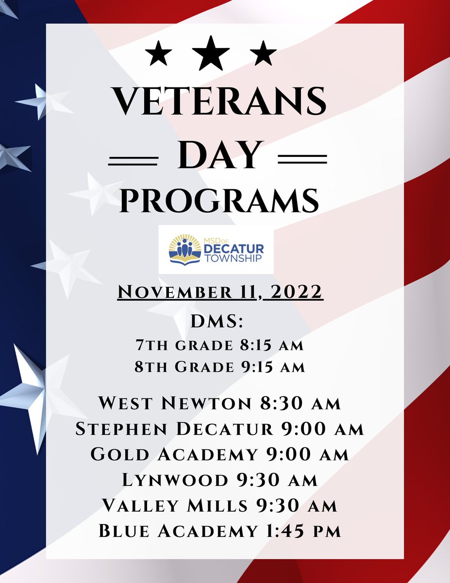 MSD Decatur (@msddecatur) on Twitter photo Veterans welcome at all of our programs today! Thank you for your service! #DecaturProud @DecaturTwpSupt <a href="/Steph_Hofer/">Dr. Stephanie Hofer</a> Veterans welcome at all of our programs today! Thank you for your service! #DecaturProud @DecaturTwpSupt <a href="/Steph_Hofer/">Dr. Stephanie Hofer</a>