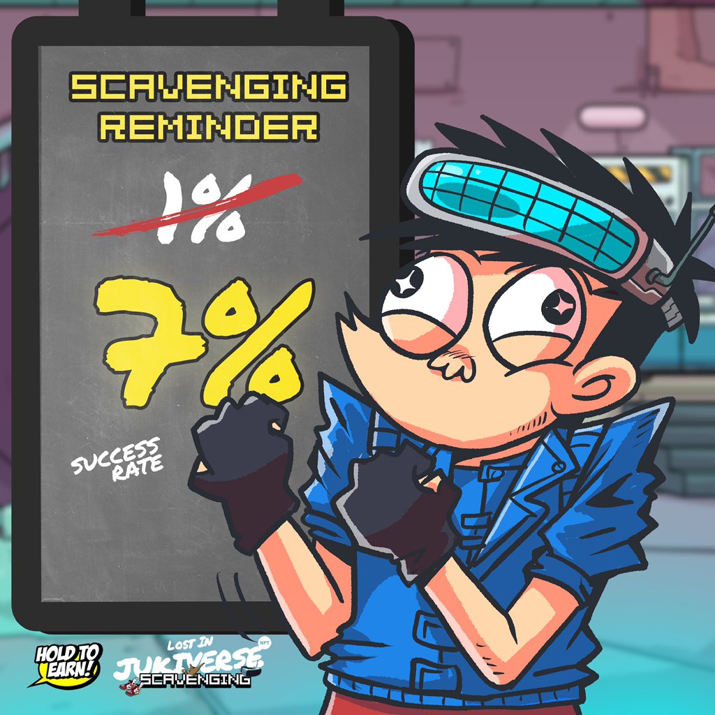 JukiverseNFT's tweet photo. Daily reminder: check your Scavenging Juki(s)! 
Today's success rate: 7%
website: https://t.co/iE2fZmigVi

ps: every 7 days the success rate will increase by 7%, so make sure you have the right strategy

Good Juks! https://t.co/Bz2FnQKUAN
