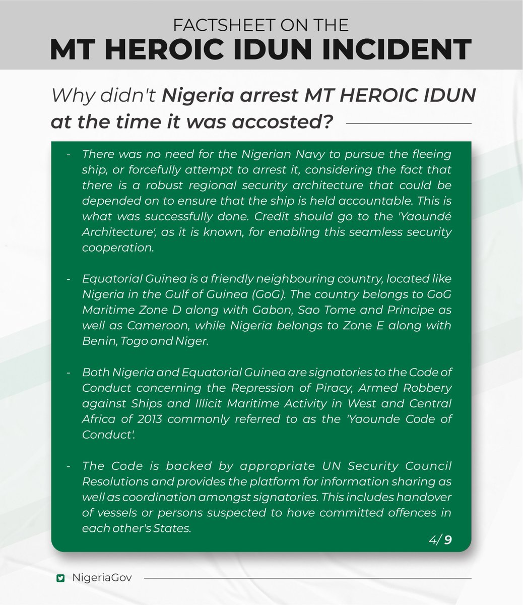 NigeriaGov's tweet photo. An UPDATE on the MT HEROIC IDUN (Very Large Crude Carrier, VLCC) situation. 

#Thread (1/3) https://t.co/6N2LrKs8DS