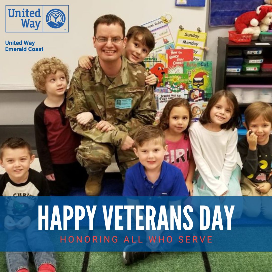 UWEmeraldCoast's tweet photo. We honor those who serve their country and community with bravery, honor, and integrity πΊπ² We #LIVEUNITED
#HappyVeteransDay #UWEC #United #Volunteer
#Vote #EmeraldCoast #ReadingPals #Community #VeteransDay #VeteranAppreciation #Honor https://t.co/I8A8Vj6IG6