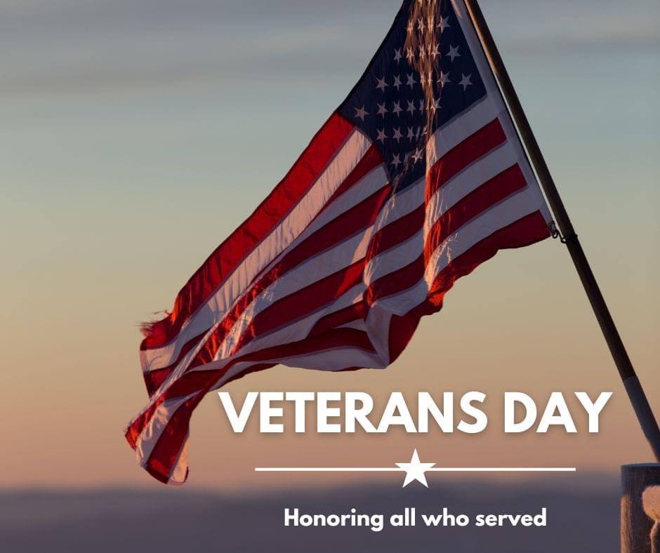 🇺🇸 Veterans Day 🇺🇸

Today we honor those who made the commitment to serve and pave the way for all of us to enjoy the freedoms we have. 

Thank you to those who served and who are currently serving in the Armed Forces. 

#VeteransDay⁠⁠ 🪖🇺🇸
