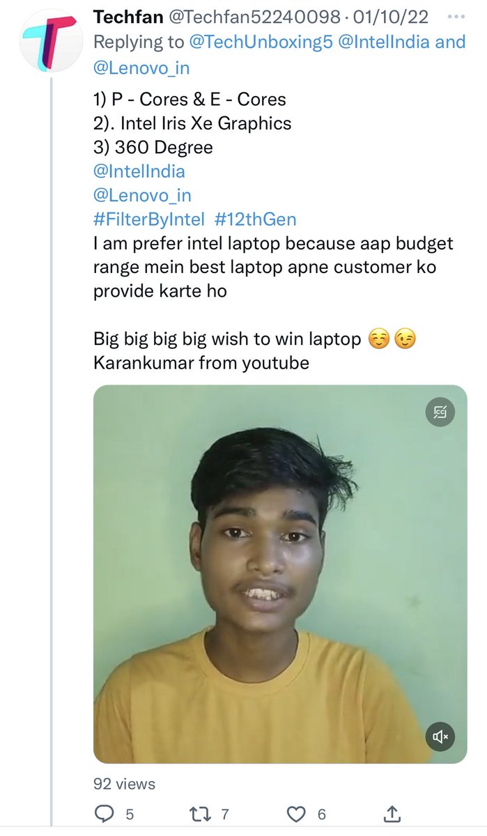 TechUnboxing5's tweet photo. Here Is The Mega Giveaway Winner 🥇
Congratulations @Techfan52240098 For Winning Lenovo Yoga 7i 🔥
#MegaGiveaway🤩 #FilterByIntel #Intel @IntelIndia @Lenovo_in https://t.co/tjKUwDB6eT