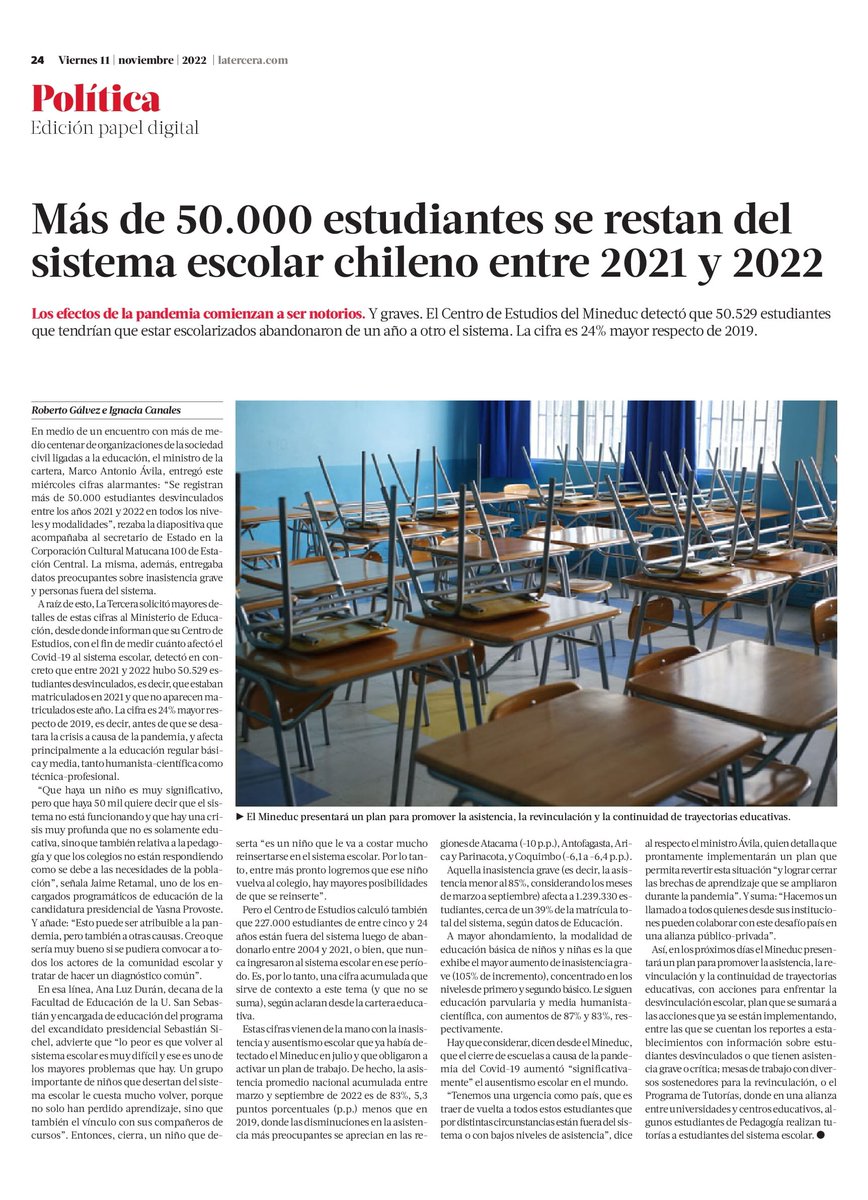 Artceledon1's tweet photo. Aumenta un 24% la deserción escolar
Esto es un terremoto en términos de proyectos de vida y combate a la desigualdad.
Debemos combartir con energía hoy los efectos de la pandemia. https://t.co/tLGtnIw4Fy