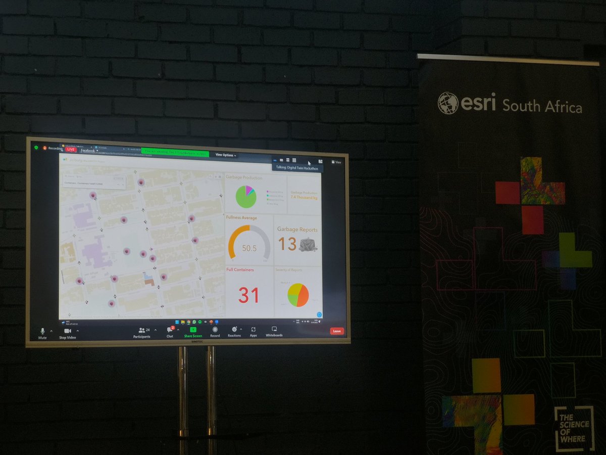 ArieClaassens's tweet image. Retweet - EsriSouthAfrica: Happening Right Now 🎉 #HackMYCITY Participants are pitching their innovative digital solutions that will solve challenges in #Joburg - Inspiring to see the great use of ArcGIS by the participating students @TshimologongIT #…
