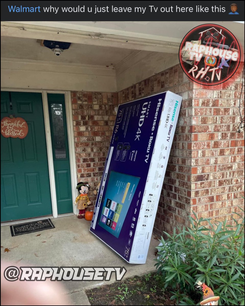 raphousetv2's tweet photo. Man Gets Mad At Walmart for Leaving his newly ordered TV out front of his doorstep!😤📺 https://t.co/k9mifvmHok