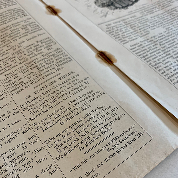 LibraryArchives's tweet photo. We were honoured to acquire a copy of the Dec. 8, 1915, edition of Punch magazine with the first printing of John McCrae’s poem “In Flanders Fields”! 

This magazine and poem remind us all of the importance of memory and the price of peace. #CanadaRemembers https://t.co/o5S3V4oOMj
