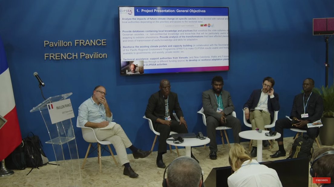 AFD_France's tweet photo. #COP27 Ch. Menkes @ird_fr mentionne le Projet #CLIPSSA, mené avec @meteofrance & l'AFD.
"Mis en œuvre dans 3 Outremer et le Vanuatu, son obj. est de soutenir les pays dans leur plan national d’#adaptation; de produire des simulations #climat & définir des priorités sectorielles." https://t.co/GH1SxYOmKY