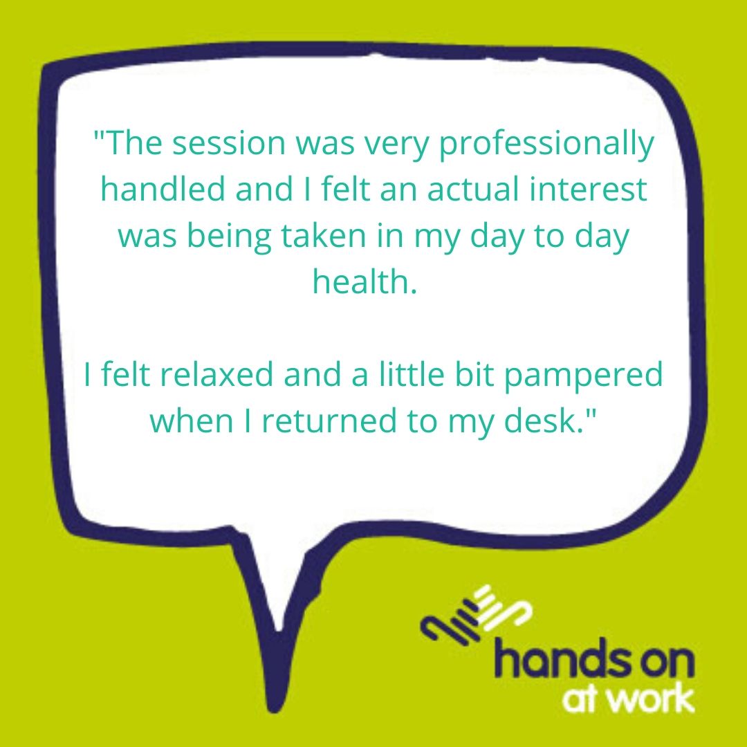 HandsOnAtWork's tweet photo. #FeedbackFriday😀❤️Thank you!

Workplace Massage to Reflexology, Yoga, Pilates, Desk Yoga to Laughter Yoga, Mindfulness to Menopause and Meditation - we've got you covered. - info@handsonatwork.co.uk

#EmployeeEngagement #EmployeeHappiness #EmployeeMotivation https://t.co/30pgEljQ2Y