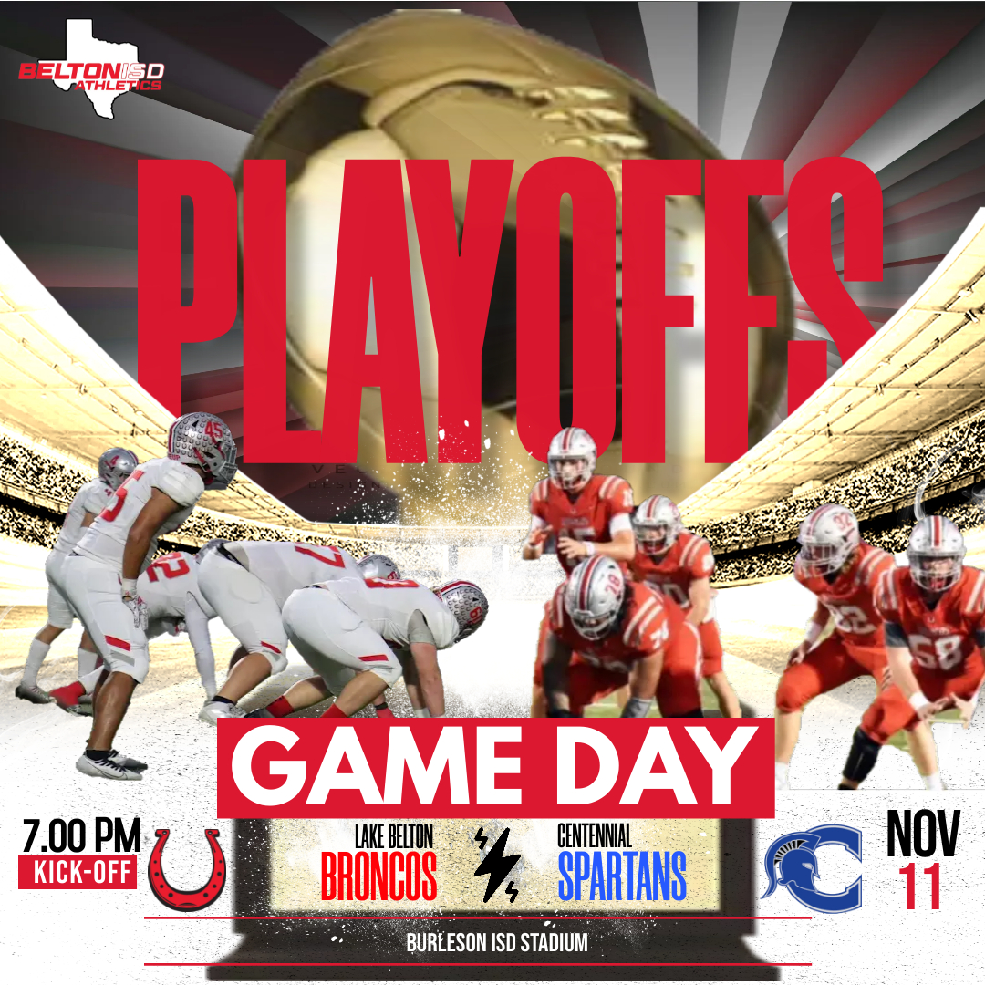 It's Gold Ball Season!  Tonight is going to be a fun test for <a href="/LBBroncoFB/">Lake Belton HS Football</a> 8-2 vs 9-1.  It's Playoff Weather.  Now time to RISE UP!!!