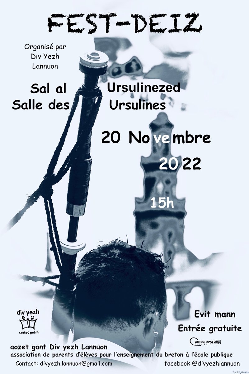 #FestDeiz #Lannuon

Notre fest deiz aura lieu le dimanche 20 novembre aux Ursulines à #Lannion

Deuit niverus 🕺💃