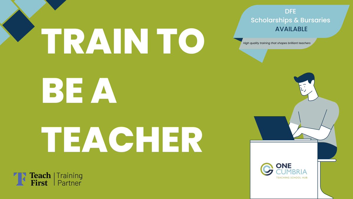 OneCumbriaTSH's tweet photo. RECRUITING NOW for a SEPTEMBER 2023 start! Get in touch today to begin your #teacher journey through accessing #highquality #initialteachingtraining #cumbria
https://t.co/nHYUoqfVDV https://t.co/cNfdZFoZKk