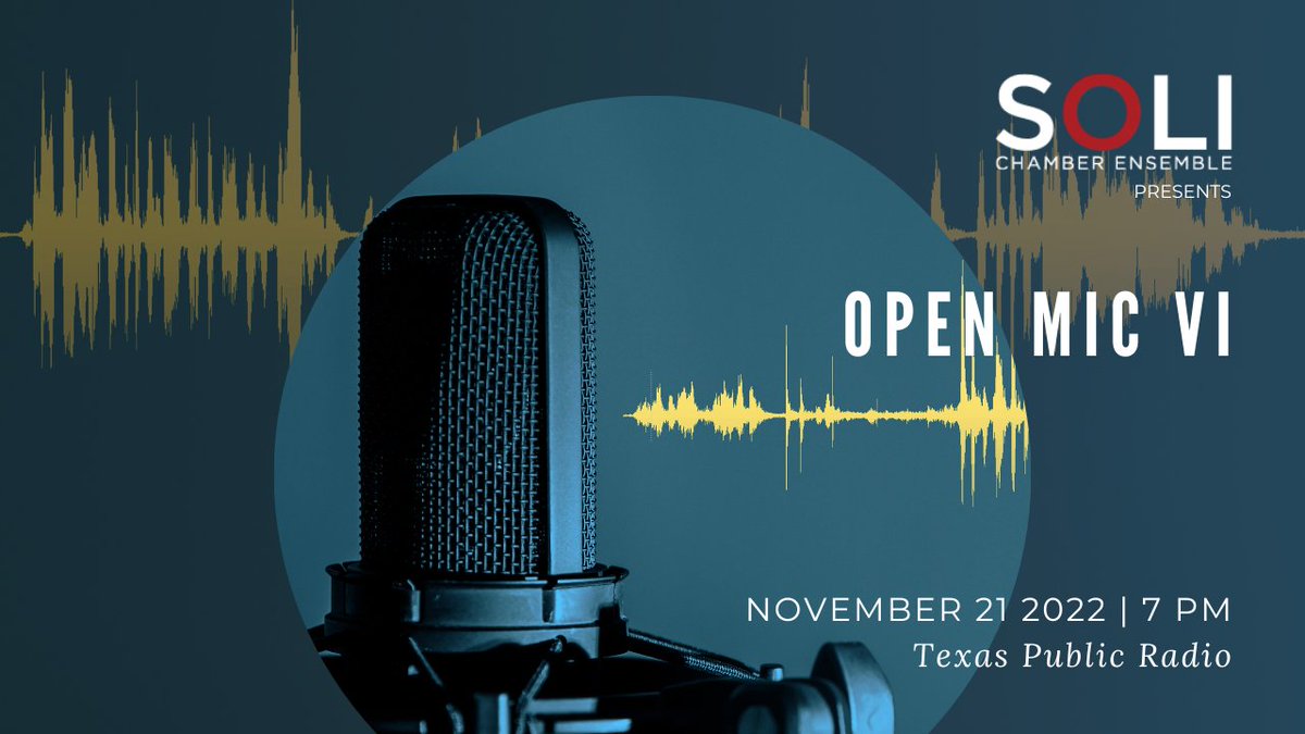 Today is the deadline to register for SOLI's Contemporary Open Mic Night on November 21st! Sign up to perform your favorite work written after 1970 at TPR for a live audience! Click here to register: cstu.io/fa2272