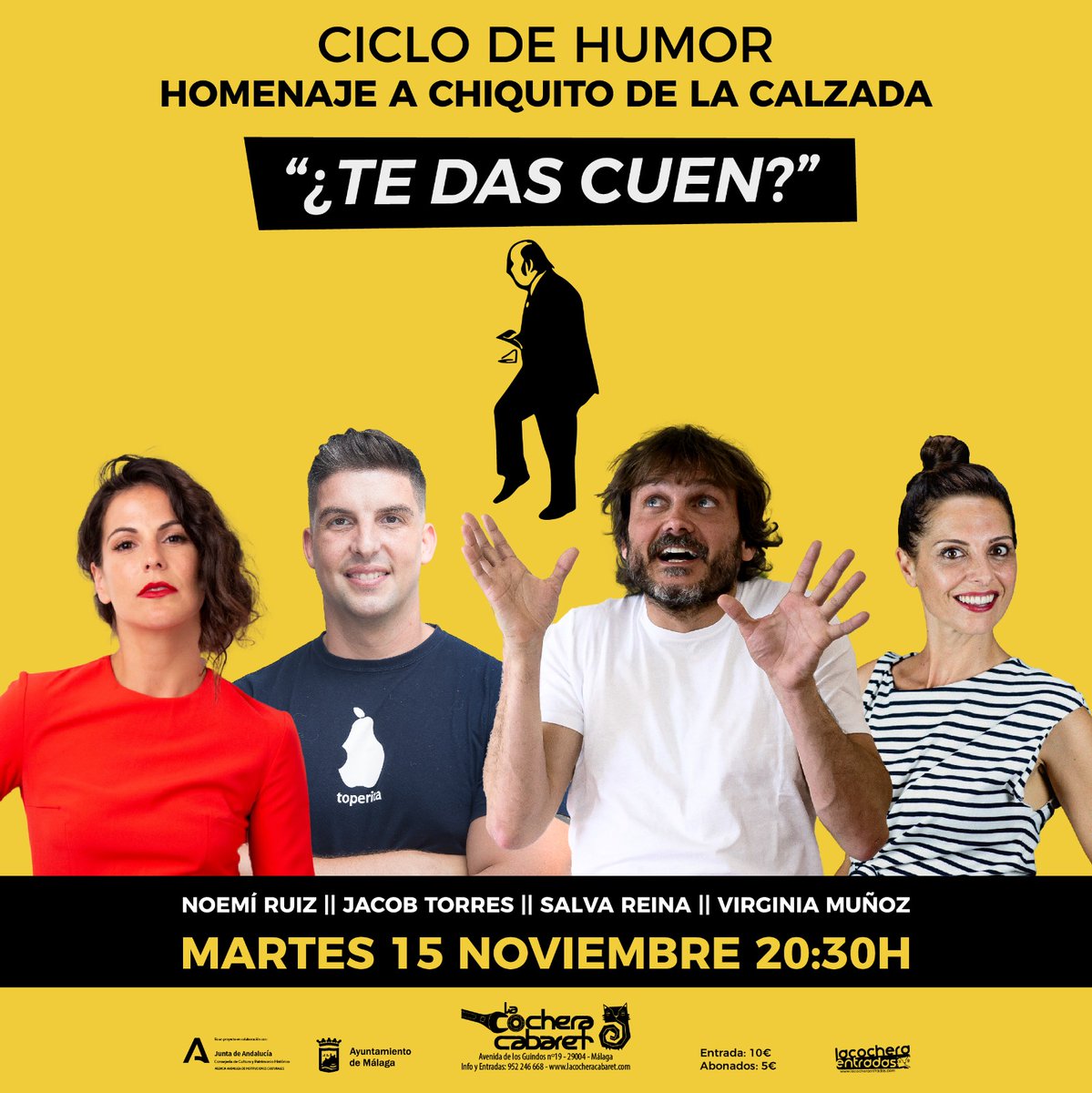 lacocheracabare's tweet photo. No te pierdas este martes 15 de noviembre el Ciclo de Humor, homenaje a Chiquito de la Calzada con @salvareinachuki @Noem_ruiz @virginiamunoz #jacobtorres 

Entradas en https://t.co/gzlJVakj5Z https://t.co/BVBVIpAGJ5
