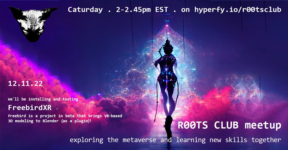 R00TSCLUB's tweet photo. This Caturday we’ll install and check out the beta of @freebirdxr - a project to bring VR-based 3D modeling to Blender as a plugin!

Really enjoyed the seamless switching between 2D and VR interface (even on Index!❤️🚀) https://t.co/POTDeVIoMT
