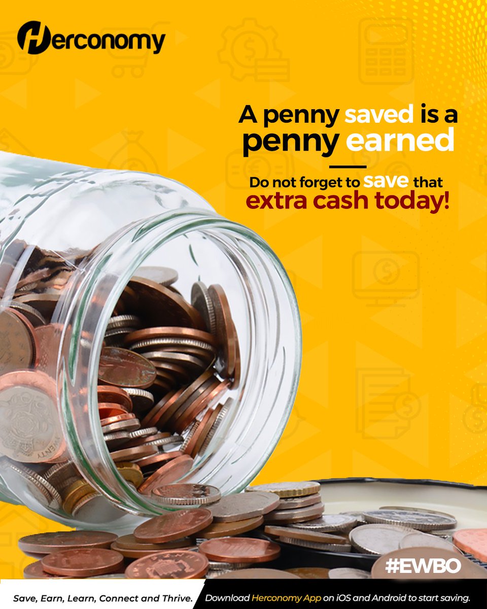 herconomy's tweet photo. You do not always have to wait till you have more than enough to money to start savingRemember little drops of water makes an ocean.
Start saving that extra penny and watch how your savings grow.
join the #ewbo challenge via the link on our bio
#ewbo #herconomy #womensavetoo https://t.co/gI8N7uk9zC