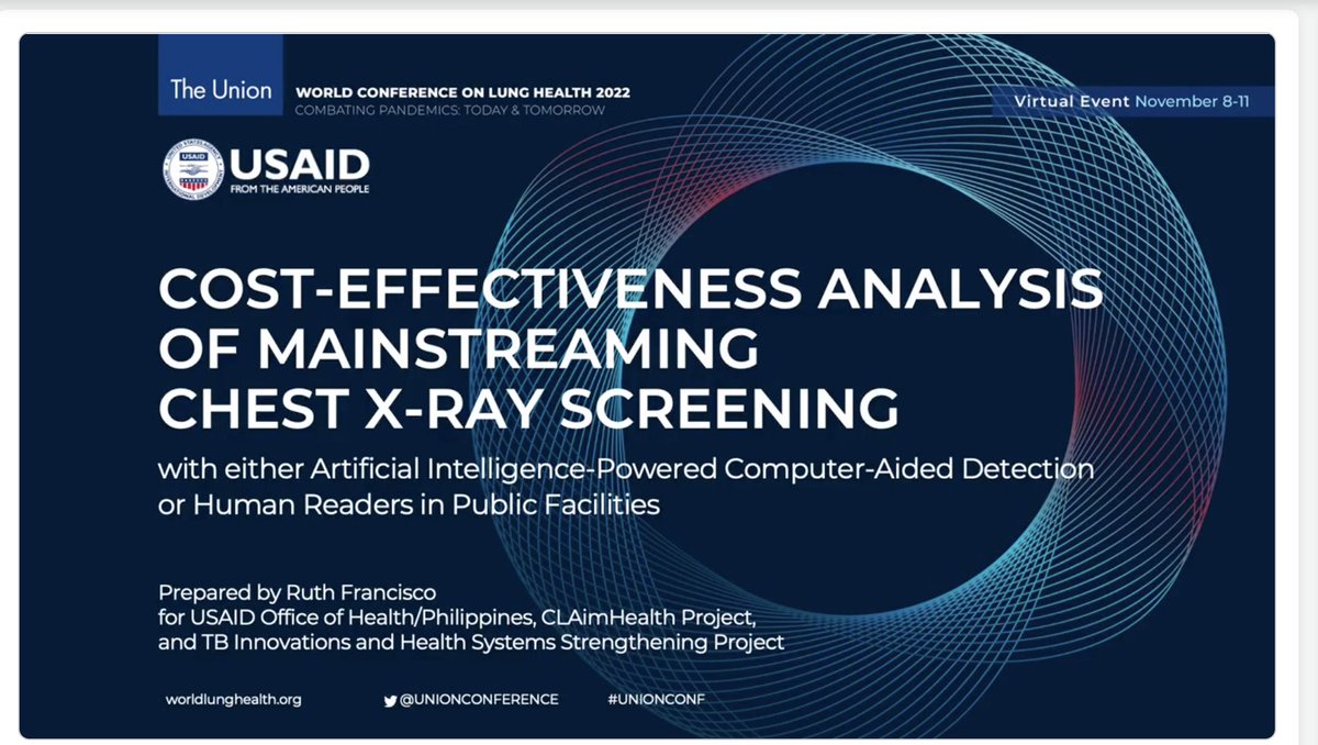 qure_ai's tweet photo. In her latest study outlining the cost-effectiveness of deploying AI solutions for Improved health activity,  Ruth Francisco, @usaid_manila, presents the many socio-economic benefits of AI in health at at @TheUnion_TBLH #UnionConf.
@fhi360 https://t.co/Skx7ce2BXN