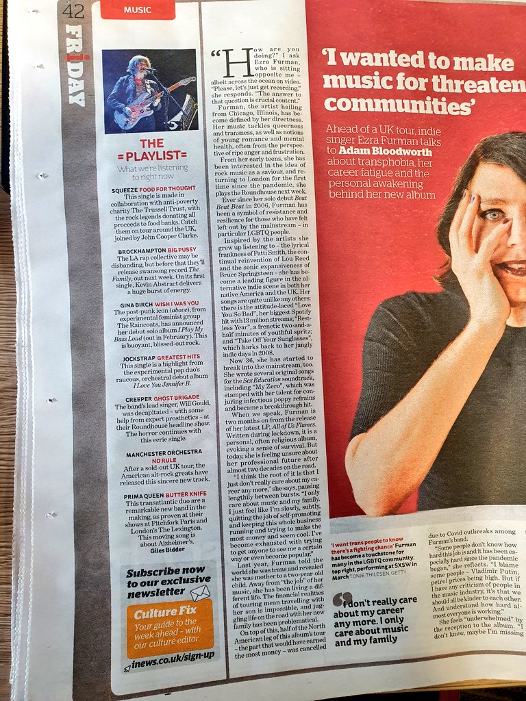 gilesbidder's tweet photo. Today's @theipaper Playlist, good tunes

@Squeezeofficial 
@brckhmptn 
@ginamarybirch 
@jockstrapmusic1 
@creepercultuk 
@ManchesterOrch 
@prima_queen https://t.co/0lD2spfoXp
