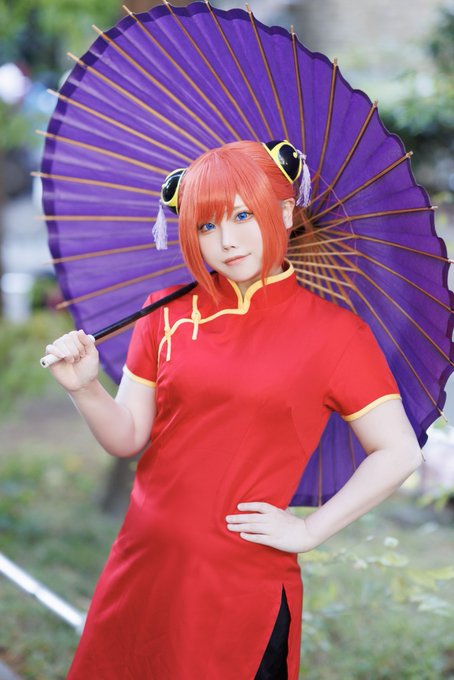 銀魂神楽コスプレフルセット 即コスOK】銀魂 神楽 傘付きフルセット