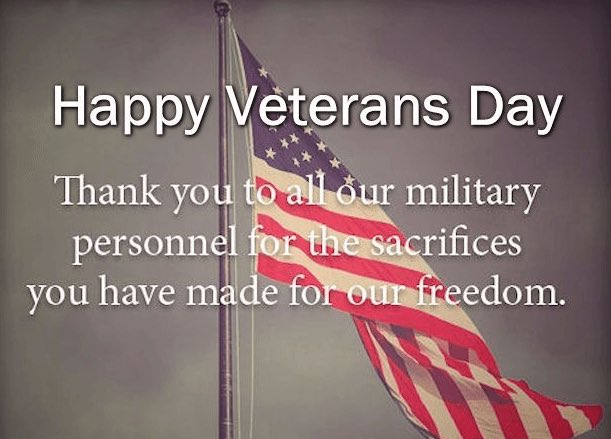 Thank you to all Veterans 

Happy Veterans Day