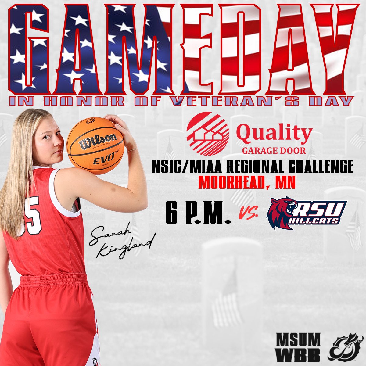 GAMEDAY!!! Season Opener at HOME 🐉🏀🔥

Quality Garage Door NSIC/MIAA Regional Challenge
🆚 Rogers State WBB
📍 Nemzek Fieldhouse
❤️Bring a donation to help stock our in-campus food pantry #StockItUp
⌚️ 6 PM
📊 💻 nsicnetwork.com/msumdragons/
📸@theaverynelson