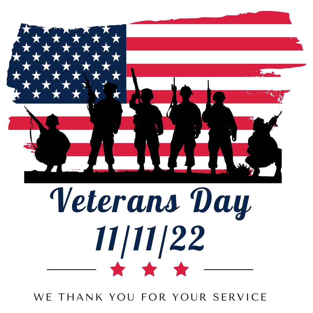 The veterans of our military services have put their lives on the line to protect the freedoms that we enjoy. They have dedicated their lives to their country and deserve to be recognized for their commitment.  

Thank a hero today.  11/11/22