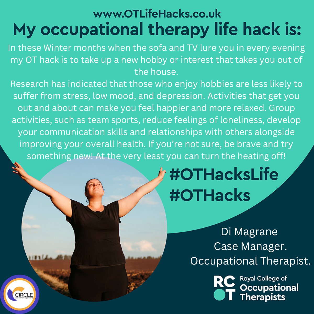CircleCM's tweet photo. And for our last #OTLifeHack of the week, Case Management Hub Leader and Occupational Therapist Diana Magrane shares a way to brighten up the winter days!
Have you tried any of our O.T's Hacks this week? Share below! @theRCOT
#OTLifeHack #OTHacksWork #CircleCM #otweek2022 https://t.co/YnzKJkaXSf