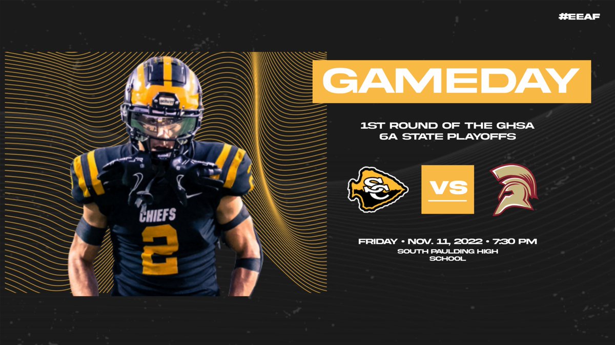 Chiefs are traveling to South Paulding today for the first round of the @GHSA 6A State Playoffs! #EEAF