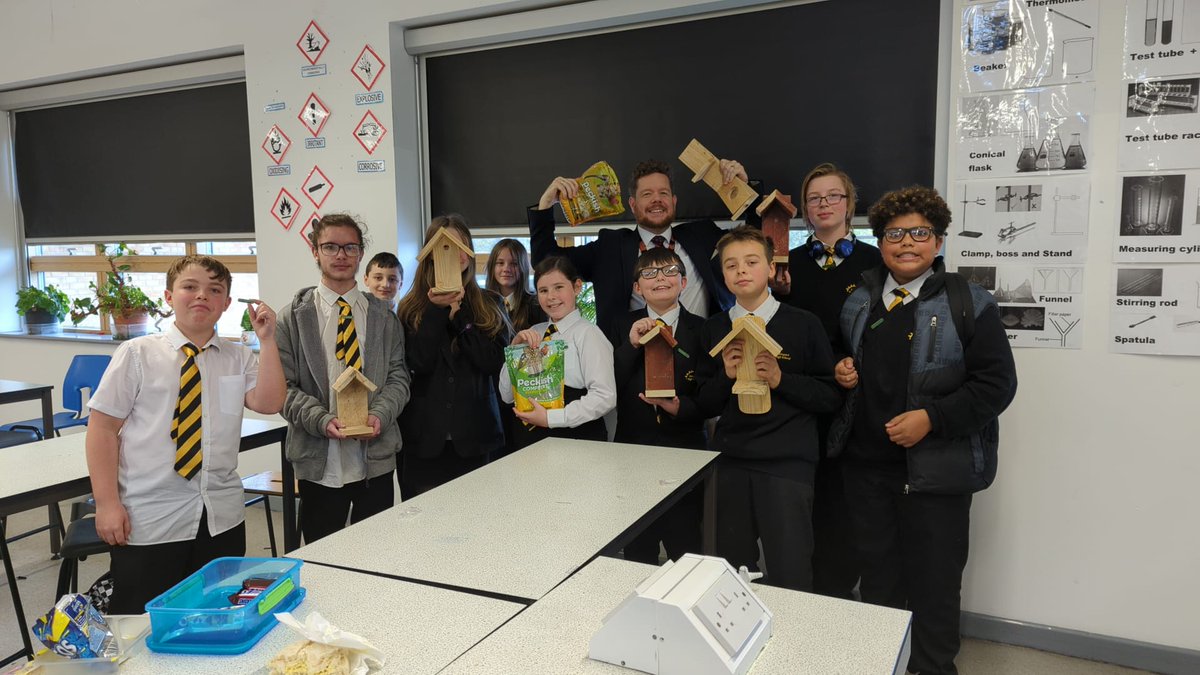 Today the eco committee filled our eco tree area with bird boxes and food for the winter. No seagulls allowed! #NHS #ECO