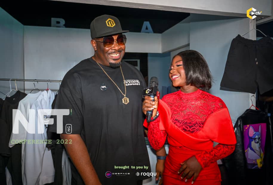 Cryptotvplus's tweet photo. Live from the @NFT__NG event, @DONJAZZY is feeling the #webthreebuzz.
Join us on
YT: https://t.co/1pelcp8gIC
Twitter: https://t.co/MsxgR1AxEq
Brought to you by: @roqqupay, @DeSpaceDefi https://t.co/7ko3URSgfI