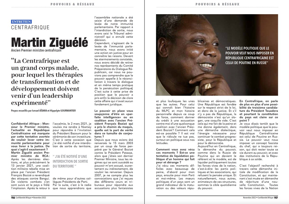 YogIabnj's tweet photo. 🆕@ziguele1, PR-Parti #MLPC, s'est exprimé sur l'actualité #Rca🇨🇫 dans @ConfidentielAfr. Selon lui ‘‘La RCA est un grand corps malade, pour lequel les thérapies de transformation et de développement doivent venir d’un leadership expérimenté’’, a-t-il declaré. #RcaDebout https://t.co/QnZSeQjZpT