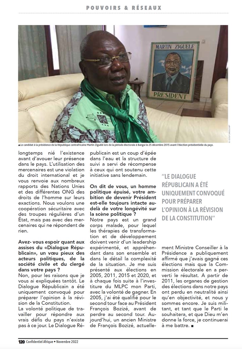 YogIabnj's tweet photo. 🆕@ziguele1, PR-Parti #MLPC, s'est exprimé sur l'actualité #Rca🇨🇫 dans @ConfidentielAfr. Selon lui ‘‘La RCA est un grand corps malade, pour lequel les thérapies de transformation et de développement doivent venir d’un leadership expérimenté’’, a-t-il declaré. #RcaDebout https://t.co/QnZSeQjZpT