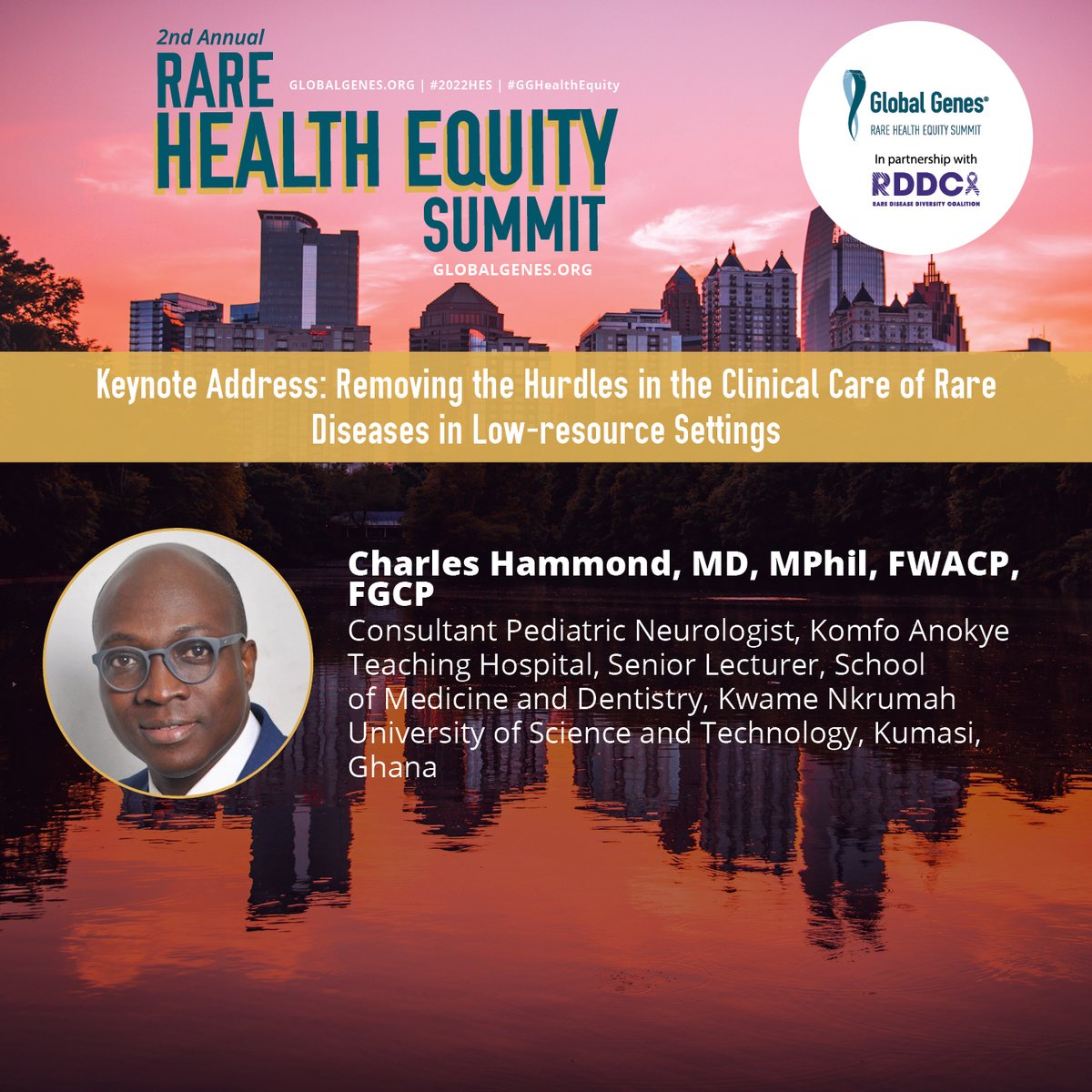 GlobalGenes's tweet photo. Dr. Charles Hammond, @KNUSTGH, speaks on the barriers to healthcare in low- and middle-income countries and what needs to happen to remove these hurdles.#2022HES #GGHealthEquity #HealthEquityInRare #CareAboutRare https://t.co/K3i0JUiC1g