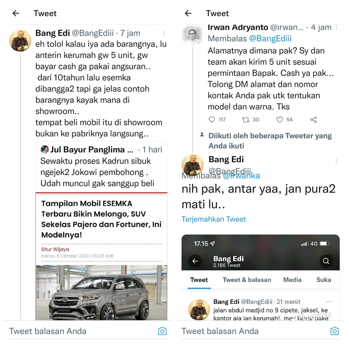 Makin seru nih transaksi Esemka....🤭😂🤣
