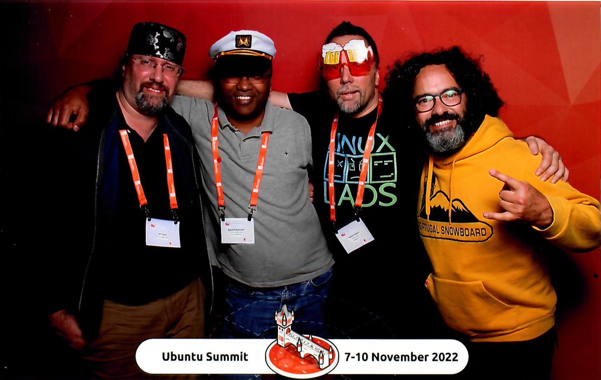 Silly pictures taken during the #ubuntusummit boat party. Sam, David, and myself from the <a href="/UbuntuBudgie/">Ubuntu Budgie</a> crew and <a href="/tcarrondo/">Tiago Carrondo</a> joining with his energy!